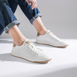 Wexleyjesus New Men Casual Shoes Comfortable Leather Small White Shoes Wear-Resisting Flat Sneakers Fashion Classic Lifestyle Shoes