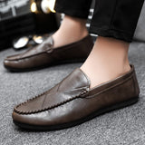 Men Loafers 2022 New British Style Pu Leather Shoes Slip-on Casual Fashion Beanie Shoes Men Flat Cozy Lazy Driving Shoes Zapatos