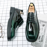 New Trend 2022 Casual Shoes Male Black Green Walking Shoes Men Fashion Square Head Work Shoes Mens Rubber Casual Brand Men Shoe