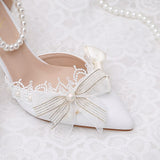 Wexleyjesus Lady Heels Sweety Vintage Lace Girl Lolita Style Bow Knot One Word Pointed Hollow High Heel Sandals Lo Marry Sandals