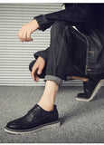 Wexleyjesus 2023 Fashion Brogues Men Casual Shoes Flat Thick Sole Male Footwear Black Autumn Ealry Winter Shoes A4834