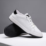 Wexleyjesus New Men Casual Shoes Comfortable Leather Small White Shoes Wear-Resisting Flat Sneakers Fashion Classic Lifestyle Shoes