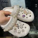 Exclusive Customization Women Clog Shoes And Charms Rhinestones Jewelry Garden Shoes Sandals Flip Flops Female Slippers 36-44