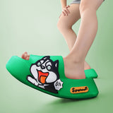 New Summer Slippers Cute Dog Sticker Thick Sole Soft Women Sandals Bathroom Beach Indoor Outdoor Men Slides Cool Shoes cx759