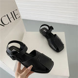 Bailamos Woman Retro Sandals Fashion Flats Buckle Strap Female Shoes Casual Outdoors Slides Lady Gladiaior Sandal Slippers