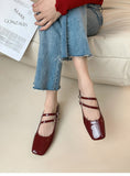 Wexleyjesus Woman Pumps Mary Jane Low Heels Shoes Leather Casual Shoes Women Retro Style Square Heeled Shoes Ladies Elegant Lolita Shoes NEW