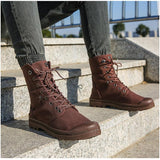 Men Army Boots Platform Ankle Boots Lace Up Male Military Desert Boots High Top Men Canvas Shoes Cowboy Motorcycle Boots