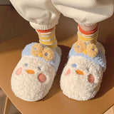 Wexleyjesus Cute Fuzzy Duck Slippers Women Fluffy Furry Slippers Winter Warm Plush Slides Indoor Slippers Girls Kawaii Shoes