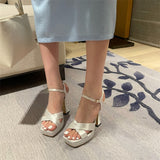 Wexleyjesus Summer Sexy Thick Bottom Open Toe Platform Sandals Women White Super High Heels Party Dress Shoes Sandalias Mujer