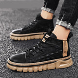 Wexleyjesus New Martin Boots Men Leather Autumn Winter Casual Shoes Motorcycle Lace Up Ankle Boots Man Platform Fashion Black Mid Top Boots