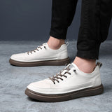 2023 Genuine Leather Shoes Men Casual Shoes Fashion Male Footwear Flat Cow Leather Cool Young Man Street Black White Shoes A4413