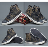 Men Casual Sneakers Shoes Fashion Thick Bottom Men Shoes Camouflage High Top Sneakers Lace-up Canvas Shoes Male Outdoor Shoes