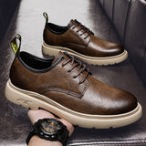 Wexleyjesus Autumn Classic Brand Brown Casual Shoes for Men with Free Shipping Retro Platform Leather Shoes Men Lace-up Tooling Shoes Men