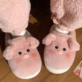 Wexleyjesus Cute Pig Slippers Women Fluffy Furry Slippers Winter Plush Platform Slides Indoor Fuzzy Slippers Lovely Kawaii Shoes