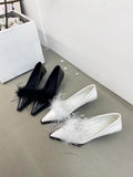 Wexleyjesus Fashion Women Pumps Fur Design Black White Thin Mid Heels Office Shoes Shallow Slip On Dress Shoes Pumps Black/White Party Pumps