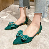 Rimocy Bowknow Green Pumps Woemn 2022 Summer Comfotable Low Heels Party Shoes Woman Elegant Pointed Toe Square Heel Zapaio Mujer