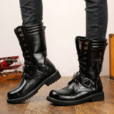 High Quality Men High Boots Metal Buckle Punk Motorcycle Boots Military Tactical Army Boots Men botas Leather Shoes Men Shoes