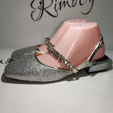 Rimocy Shining Sequins Square Heels Sandals Women Fashion Crystal Strap Party Shoes Woman Sqaure Toe Bling Low Heeled Pumps 2022