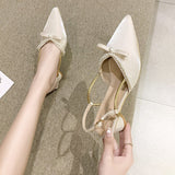 Med Closed Toe Sandals Low-Heeled Shoes With Strap 2022 Women's Suit Female Beige Shallow Mouth All-Match Medium Low-heeled New