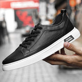 Wexleyjesus Autumn New Men Shoes Comfortable Genuine Leather Casual Shoes Black White Sneakers Men Fashion Concise Skateboarding Shoes