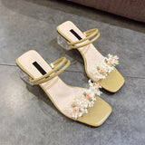 New Trend Sandals Women Shoes Fairy Style Summer Fashion 5CM High Heels Open Toe Sandals Slippers For Ladies