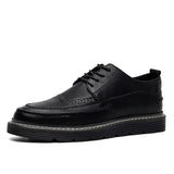 Wexleyjesus 2023 Fashion Brogues Men Casual Shoes Flat Thick Sole Male Footwear Black Autumn Ealry Winter Shoes A4834