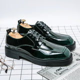 New Trend 2022 Casual Shoes Male Black Green Walking Shoes Men Fashion Square Head Work Shoes Mens Rubber Casual Brand Men Shoe