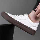 Spring Autumn Men Casual Lace-Up Sneakers Fashion Board Round Toe Comfy  Shoes Men's Outdoor Walking Thick Bottom Sneakers