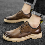 Wexleyjesus Autumn Classic Brand Brown Casual Shoes for Men with Free Shipping Retro Platform Leather Shoes Men Lace-up Tooling Shoes Men