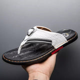 Wexleyjesus  Flip Flops for men Genuine Leather Luxury brand Slippers Beach Casual Sandals 2022 new Summer Men Fashion Shoes white