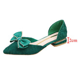 Rimocy Bowknow Green Pumps Woemn 2022 Summer Comfotable Low Heels Party Shoes Woman Elegant Pointed Toe Square Heel Zapaio Mujer