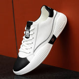Wexleyjesus New Vulcanized Shoes Fashion Men Casual Sneakers Comfortable Leather Small White Shoes Wear-Resisting Walking Sneakers