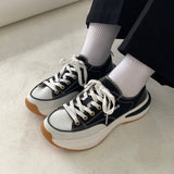 Low-top Women Single Shoes Thick-soled Candy Color Flats Female Canvas Shoes 2022 Spring Summer Platform Lady Sneaker