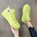 Luxury Brand Women Canvas Shoes Women Couple Shoes High-top Lace-up Round Toe Thick Bottom Increased White Alexander Sneakers