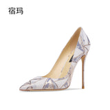 Shoes For Women 2022 New Real Leather Pointy Toe Shallow High Heels 8cm 10cm Ladies Sexy Stiletto  Fashion Office Pumps Shoes 33