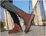 Men Army Boots Platform Ankle Boots Lace Up Male Military Desert Boots High Top Men Canvas Shoes Cowboy Motorcycle Boots