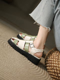 2022 Summer Women Sandals Patent Leather Shoes Women Mixed Colors Strap Summer Shoes Casual Square Toe Chunky Heel Women Shoes