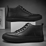 Wexleyjesus Men Shoes High Quality Leather Luxury High Top Sneakers Autumn Fashion  Black Design Work Flats Running Sports Sneakers for Men