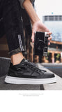 Wexleyjesus New Men Sneakers Fashion Concise Casual Shoes Comfortable Mid Top Skateboarding Shoes Black White Lace Up Walking Sneakers