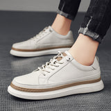 Wexleyjesus Mens Shoes White Men's Leather Sneakers Breathable Mens Designer Fashion British Style Casual Leather Shoes Comfy Leisure Walk