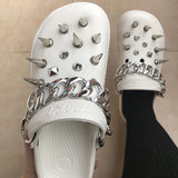 2022 Summer Women Shoes With Charms Chain Rivet Punk Clogs Garden Shoes Cool Girl Sandals Antiskid Flip Flops Female Slippers