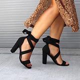 Wexleyjesus  Ankle Strap High Heels Sandals Women Riband Thick Heeled Women's Sandals Summer 2022 Cross-tied Rome Sandalias Mujer