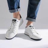 Wexleyjesus New Men Casual Shoes Comfortable Leather Small White Shoes Wear-Resisting Flat Sneakers Fashion Classic Lifestyle Shoes