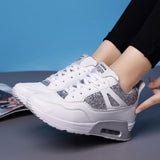 New Fashion Height Increasing Women Sneakers Ladies Sequins Lace-up Casual Shoes Breathable Walking Shoes