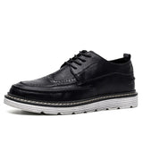 Wexleyjesus 2023 Fashion Brogues Men Casual Shoes Flat Thick Sole Male Footwear Black Autumn Ealry Winter Shoes A4834