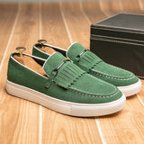 Wexleyjesus New In Green Men Vulcanize Shoes Fringe Slip-On Men Casual Shoes Free Shipping for Men Sheos Zapatos De Hombre