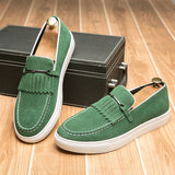 Wexleyjesus New In Green Men Vulcanize Shoes Fringe Slip-On Men Casual Shoes Free Shipping for Men Sheos Zapatos De Hombre