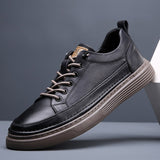 2023 Genuine Leather Shoes Men Casual Shoes Fashion Male Footwear Flat Cow Leather Cool Young Man Street Black White Shoes A4413