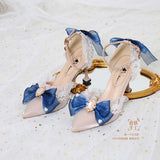 Wexleyjesus Summer Woman Multicolor Lace Bowknot High Heel Lolita Shoes Victoria Princess Embroidery Vintage Sweet Lolita Shoes Cosplay