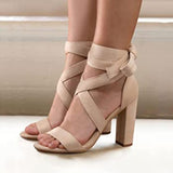 Wexleyjesus  Ankle Strap High Heels Sandals Women Riband Thick Heeled Women's Sandals Summer 2022 Cross-tied Rome Sandalias Mujer